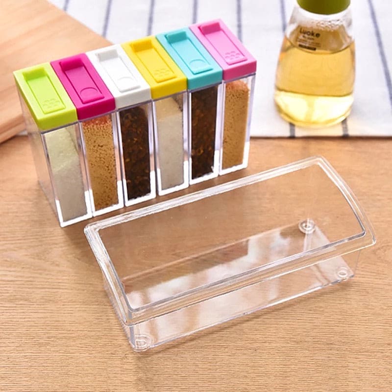 Set Of 6 Spice Box, Colorful Spice Container, Plastic Seasoning Box Set Of 6 Spice Box, Colorful Spice Container, Plastic Seasoning Box